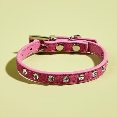 China Reflective Colorful Shiny Pet Collar Rhinestone Leather Neck Band Can Be Used Safely For Cats And Dogs Soft Pet Accessories for sale