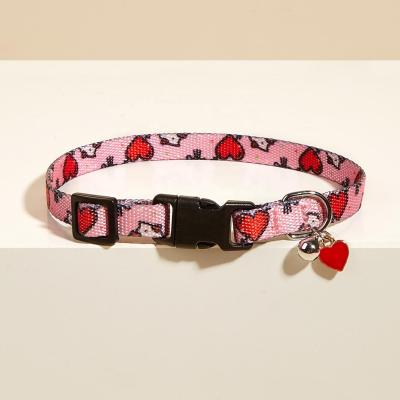 China Quick Release Pet Print Collar With Bell Adjustable, Suitable For Small Dogs And Fur for sale