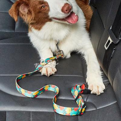 China 2021 Customized New Amazon Printed Pet Car Seat Belt, Nylon Dog Leash Car Seat Belt for sale