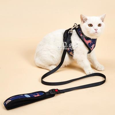 China New style sets of 2020 Amazon Pet Cats and Dogs Leash Cartoon Chest Harness Leash Personalized Pet Supplies Vest for sale