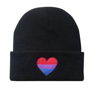 China COMMON 100% Warm Hats Ski Hip Hop Outdoor Casual Winter Beanie Men Women Knitted Hat LGBT Cotton Embroidery Love Skullies for sale