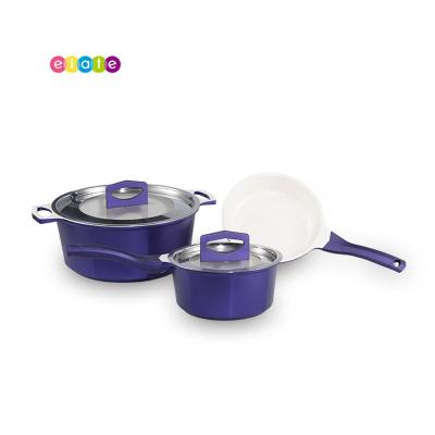 China Minimalist Aluminum Cook Set Non-Stick Granite Non-Stick Cookware Non-Coating Non-Stick Pot Pan Cookware Soup Sets for sale