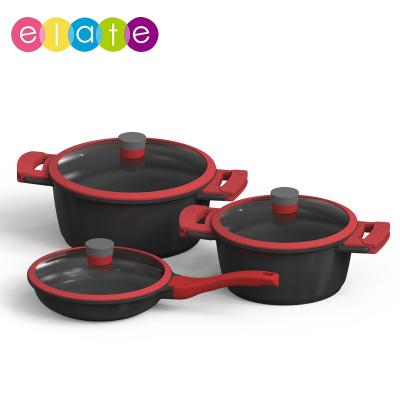 China Minimalist Non-Stick Aluminum Kitchenware Granite Non-Stick Cookware Set With Wooden Handles for sale