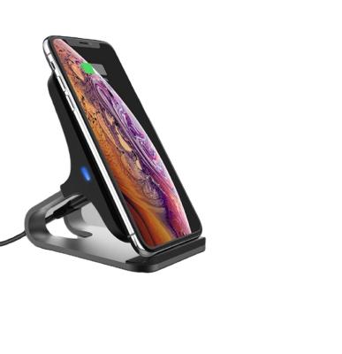 China 10W or 15W Factory Price Aluminum Alloy+PC+ABS Phone Holder 2 Coil Anti-Slip Wireless Charger Fast Wireless Charger Stand for sale