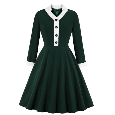 China Plus-Size High Quality Women's Autumn Winter Anti-Wrinkle Retro Long Sleeve Casual Dress Shift Dress for sale