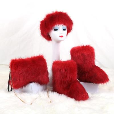 China Other Other Fashion Bag Sets Winter Boots Fur Headband Ladies Faux Fur Boots With Fur Purse Factory Direct Wholesale for sale