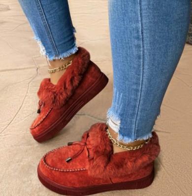 China 2021 winter printed plus size women boots latest plus size fur printed warm ankle boots for sale