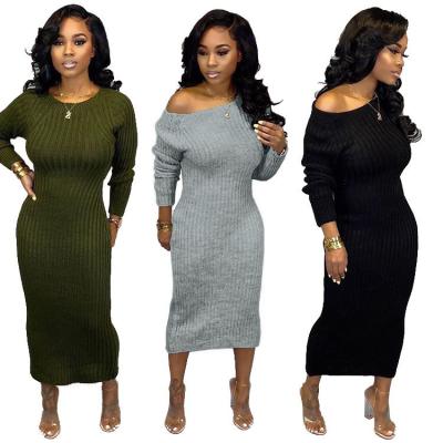 China Baless Breathable Breathable Knit Dress Women Same African Maxi Dress Casual Maxi Sexy Plus Size Long Sleeve Sweater For Ladies for sale