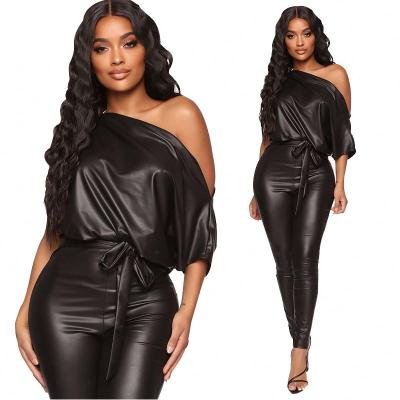 China Winter Warm Sexy Leather Women's One-Piece Women's Overalls And Anti-Wrinkle Women's Rompers for sale