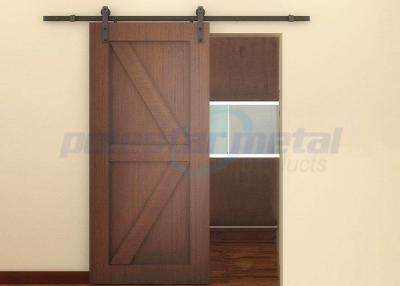 China 2000mm Rail Satin Black Steel Modern Decorative Sliding Barn Door Hardware Kits for sale