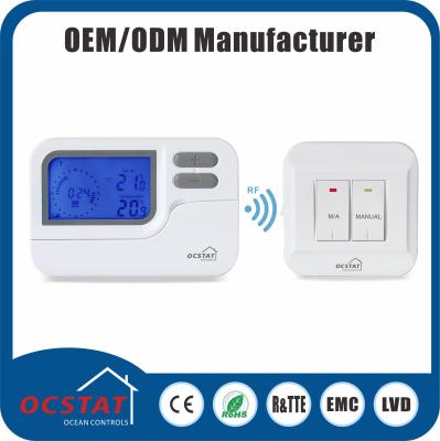 China Programmeerbare Warmtepomprf Thermostaat de radiofrequentie draadloze rf thermostaat van de 5 - 2 Dag Programmeerbare Thermostaat RF868MHZ Te koop