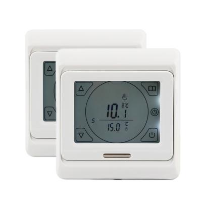 China 230V White Backlight Electronic Wall Mounted Touch Screen Room Thermostat for sale