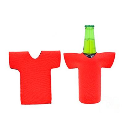 China Eco - Friendly Collapsible T - Shirt Shaped Neoprene Beer Bottle Cooler for sale