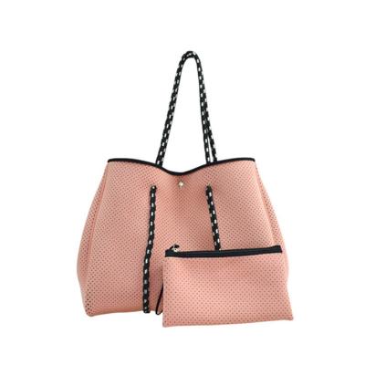 China Fashion Neoprene Tote Beach Bag With Perforated Purse Neoprene Shopping Hobo Bag for sale