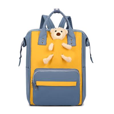 China Anti-theft Factory Wholesale Custom Logo Waterproof Oxford Cloth Cute Bear Decorate Baby Diaper Bag Backpack for sale