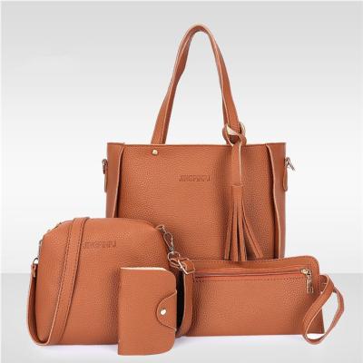 China Multifunctional Handbag PU Leather Mother Bag Four-piece Handbag Waterproof One-shoulder Mother and Baby Cross - Body Bag for sale