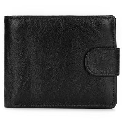 China Anti-theft Leather Short Wallet For Men Simple Multi-card Holder Money Purses With Button Vintage Design Money Holder for sale