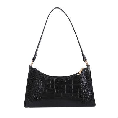 China Simple Fashion Vintage Crocodile Print Leather Armpit Bag Soft Handbag for sale