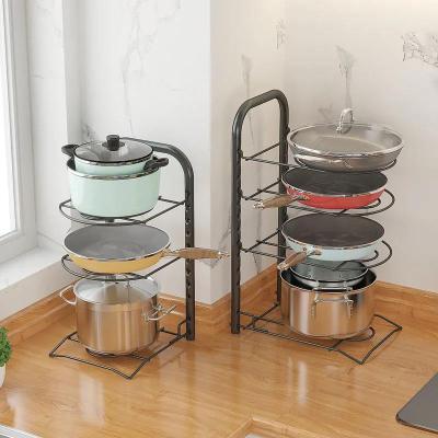 China Traditional Adjustable Pot Organizer Rack 3/4Tier Cookware Bakeware Holder for sale