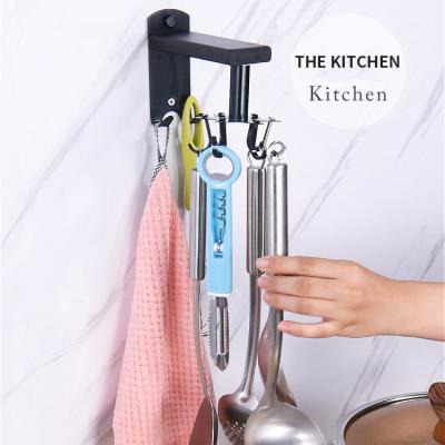 China Viable Swivel Hook No Punch Kitchen Wall Shelf Pot Scraper Spoon Kitchen Utensil Storage Holders for sale