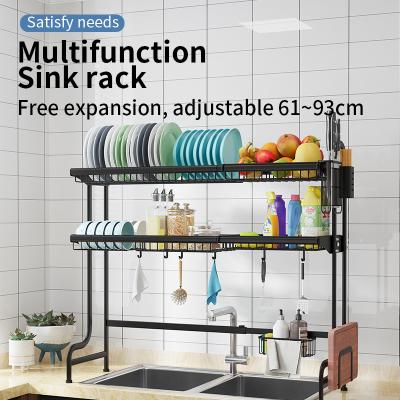 China Sustainable detachable kitchen shelf with movable hanging basket can be placed above the sink for sale