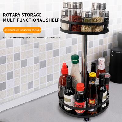 China Sustainable Multifunction One-stop Kitchen Spice Rack , Freely Rotating Matte Black Round Rack for sale