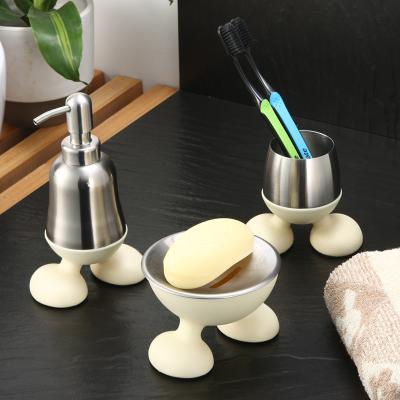 China Factory Direct Viable Toothbrush Holder Lotion Dispenser Soap Box Stainless Steel Bathroom Set for sale