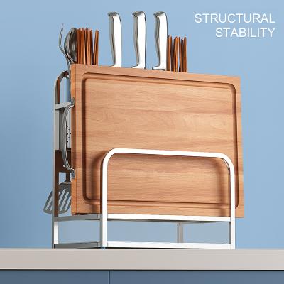 China Sustainable Kitchen Universal Household Draining Cutlery And Cutting Board Holder Rack for sale