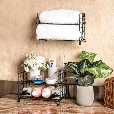 China Wholesale Home Viable Wire Shelf Bathroom Living Room Organizer Metal Custom Storage 2 Tier Kitchen Rack for sale