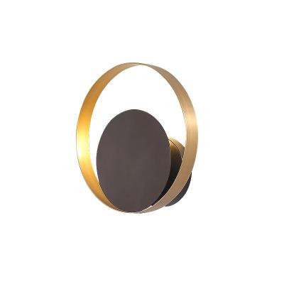 China New Style Gold Round Ring Wall Lamp Modern Indoor Reading Recessed Bedside Headboard Led Wall Lamp for sale