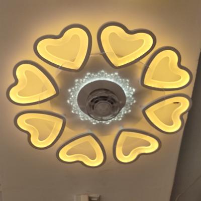 China Modern Acrylic White Heart Shape Bedroom Indoor Lighting Ceiling Fan With Led Light With Outdoor for sale