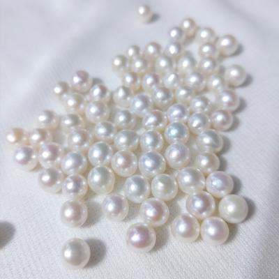 China DIY Pearl Beads Jewelry 6.5-7.5mm Natural Freshwater Nucleated White Loose Round Pearl For Pendant for sale