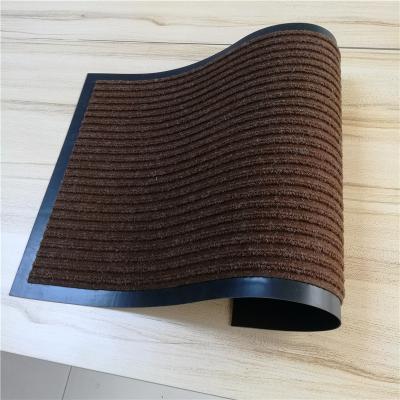 China Double Ribbed Striped Washable Polyester Entrance Mats Pvc Floor Mat Door Mat for sale