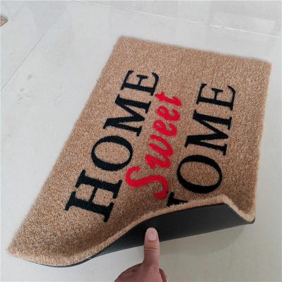 China Non-slip Outdoor Coconut Mats Single Coir Coir Mat PVC Backed Printed Coir Mat for sale