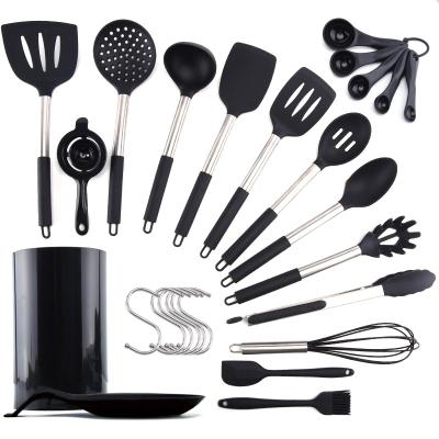 China Sustainable 30 Pieces Custom Silicone And Stainless Steel Kitchen Utensils For Baking for sale