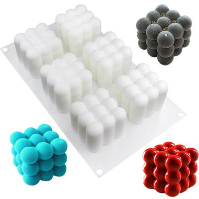 China DIY 3D RAYBIN 6-Cavity Rubik's Cube Custom Made Viable Decorating Art Silicone Mousse Cake Mold for sale