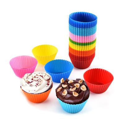 China Viable RAYBIN DIY Custom Colorful Mini Round Cupcake Muffin Silicon Cake Molds for sale