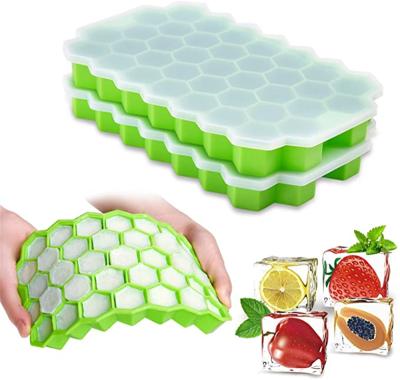 China High Quality Custom Logo Silicone Fancy 37 Cavities Hexagon Honeycomb Mini Ice Cube Tray Mold Viable for sale