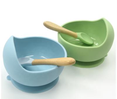 China BPA Free Custom Colorful Baby Silicone Eco-Friendly Suction Feeding Bowl Tableware BPA Free With Spoon for sale