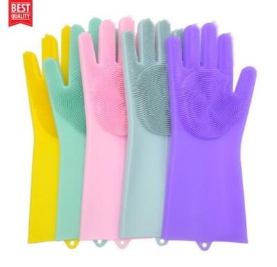 China China Manufacture Kitchen Products Reusable Colorful Magic Rubber Hand Silicone Dishwashing Cleaning Gloves for Washing Utensils for sale