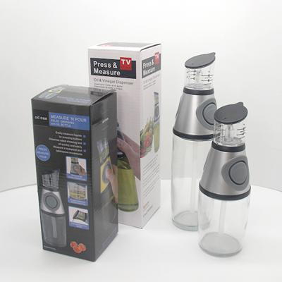 China Viable Wide Mouth Easy Refill And Kitchen Press Measure Dispenser Oil Control Cleaning Top Glass Bottles for sale