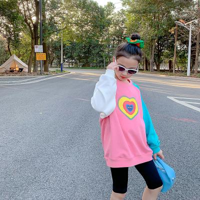 China 2022 new summer big girl patchwork color rainbow heart print sweater viable for 5-15 years for sale