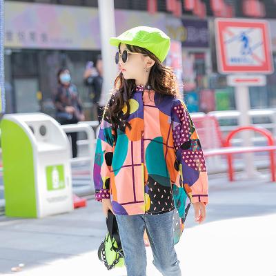 China 2021 Viable Spring Autumn Big Girl Fashion Long Sleeves Printed Shirt For 4-15 Years for sale