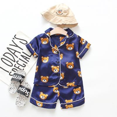 China 2020 Summer Kid Boy Girl QUICK DRY Pajamas Set Baby To Toddler Short Sleeve Cartoon Printed 2 Pcs Top + Shorts Sleepwear Dressing Set for sale