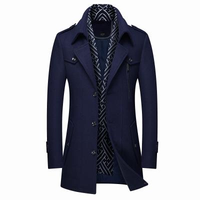 China 2021 Winter High Quality Casual Woolen Trench Coat Breathable Men Long for sale