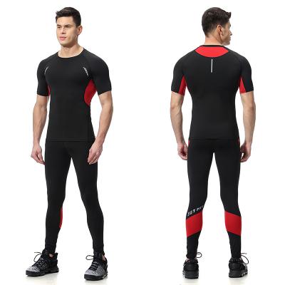 China Breathable men sports workout t shirts with GYM pants two pieces in one packge men outdoor sports wear for sale