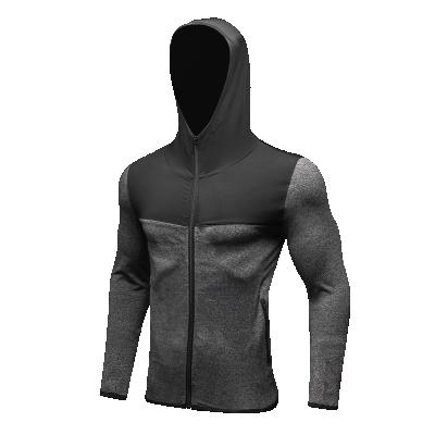 China Breathable Hot Selling Mens Sports Workout Full Zipper Hooded Sweatshirt Gym Clothing for sale