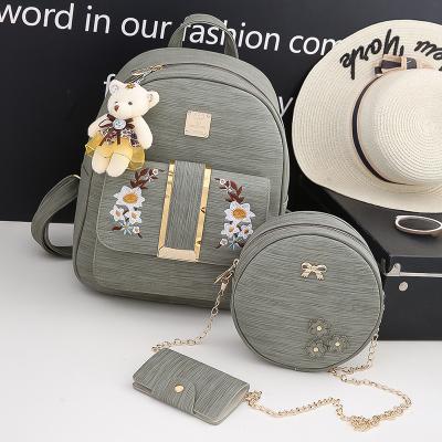 China Other Ladies Shoulder Bag Women Backpack Bag Set Embroidery PU Leather Kids Backpacks for sale