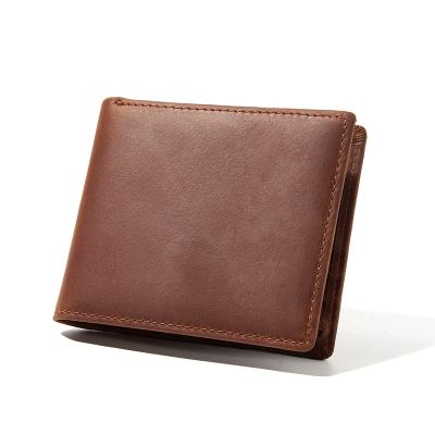 China Waterproof Customized Genuine Leather Wallet For Men Short Thin Card Holder Travel Wallet for sale