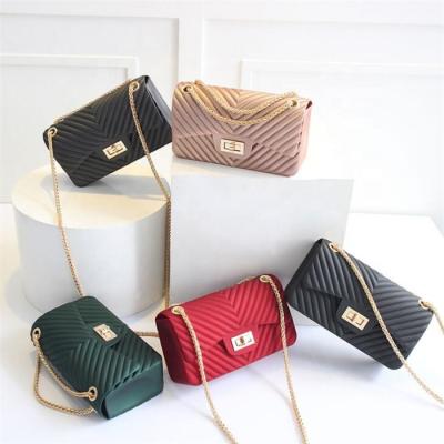 China Mini Cross Shoulder Messenger Bag Women Chain Messenger Bag Candy Color Jelly Waterproof Bag Handbag - Body Bag for sale